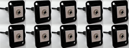 3.5mm D Series Chassis Panel Mount Connector Pass Through Solderless Bulkhead Coupler, Black Metal Housing with Pigtail