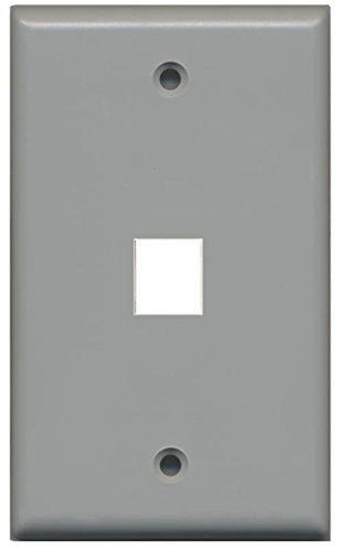 RiteAV Blank Wall Plate for Keystone Jacks - Gray 1 Gang 1 Port