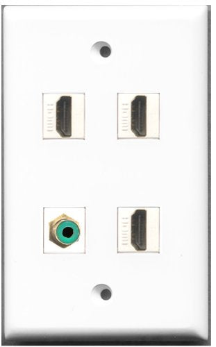RiteAV - 3 Port HDMI 1 Port RCA Green Wall Plate