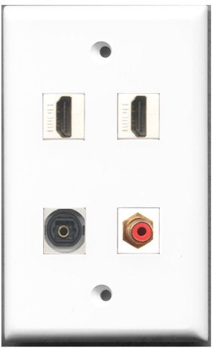 RiteAV - 2 Port HDMI 1 Port RCA Red 1 Port Toslink Wall Plate