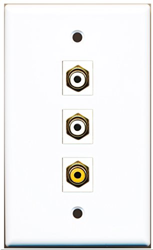 RiteAV - 2 Port RCA White and 1 Port RCA Yellow Wall Plate