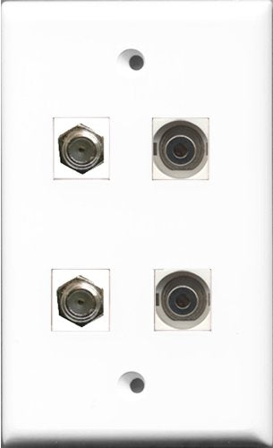 RiteAV - 2 Port Coax Cable TV- F-Type 2 Port 3.5mm Wall Plate