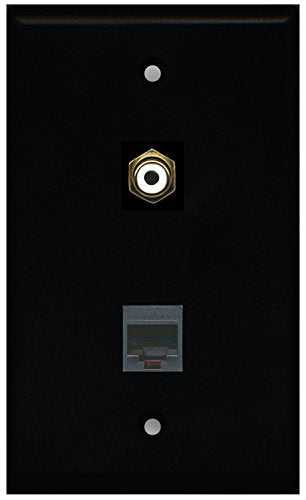 RiteAV - Black 1 Port RCA White 1 Port Phone Black Wall Plate