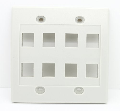 RiteAV - Keystone Wall Plate Double Gang 8-Port (1 Piece Flush) - Gray