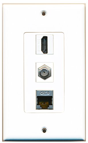 RiteAV - 1 Port HDMI and 1 Port Coax Cable TV- F-Type and 1 Port Shielded Cat6 Ethernet Decorative Wall Plate Decorative