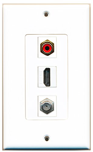 RiteAV - 1 Port HDMI and 1 Port RCA Red and 1 Port Coax Cable TV- F-Type Decorative Wall Plate