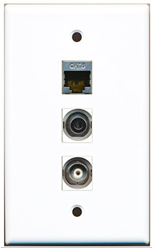 RiteAV - 1 Port Shielded Cat6 Ethernet and 1 Port 3.5mm and 1 Port BNC Wall Plate