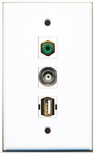 RiteAV - 1 Port RCA Green and 1 Port USB A-A and 1 Port BNC Wall Plate