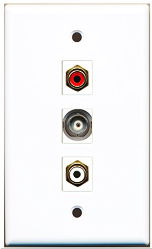 RiteAV - 1 Port RCA Red and 1 Port RCA White and 1 Port BNC Wall Plate