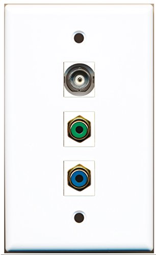 RiteAV - 1 Port RCA Green and 1 Port RCA Blue and 1 Port BNC Wall Plate