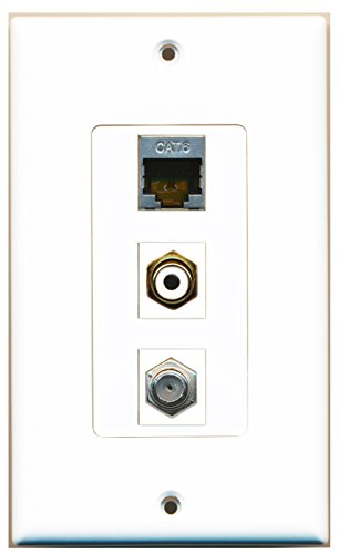 RiteAV - 1 Port RCA White and 1 Port Coax Cable TV- F-Type and 1 Port Shielded Cat6 Ethernet Decorative Wall Plate Decorative