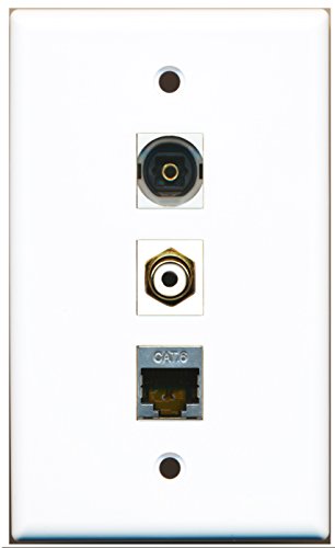 RiteAV - 1 Port RCA White and 1 Port Shielded Cat6 Ethernet and 1 Port Toslink Wall Plate