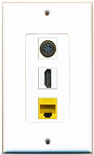 RiteAV - 1 Port HDMI 1 S-Video 1 Cat5e Ethernet Yellow Wall Plate Decorative