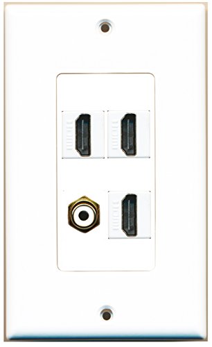RiteAV - 3 Port HDMI 1 Port RCA White Wall Plate Decorative