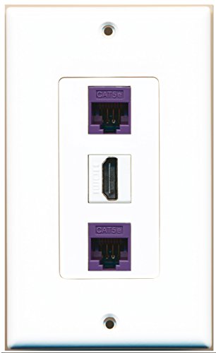 RiteAV - 1 Port HDMI 2 Port Cat5e Ethernet Purple Wall Plate Decorative