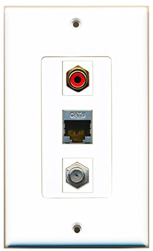 RiteAV - 1 Port RCA Red and 1 Port Coax Cable TV- F-Type and 1 Port Shielded Cat6 Ethernet Decorative Wall Plate Decorative