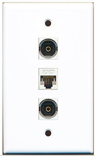 RiteAV - 2 Port Toslink 1 Cat5e Ethernet White Wall Plate