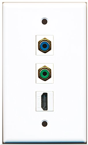 RiteAV - 1 Port HDMI and 1 Port RCA Green and 1 Port RCA Blue Wall Plate