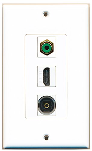 RiteAV - 1 Port HDMI and 1 Port RCA Green and 1 Port Toslink Decorative Wall Plate