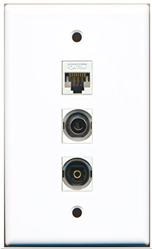 RiteAV - 1 Port Toslink and 1 Port 3.5mm and 1 Port Cat5e Ethernet White Wall Plate