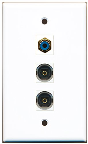 RiteAV - 1 Port RCA Blue 2 Port Toslink Wall Plate