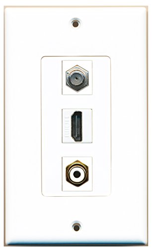 RiteAV - 1 Port HDMI 1 RCA White 1 Coax Cable TV- F-Type Wall Plate Decorative
