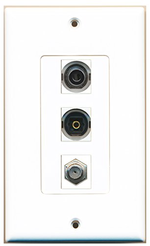RiteAV - 1 Port Coax Cable TV- F-Type and 1 Port Toslink and 1 Port 3.5mm Decorative Wall Plate Decorative