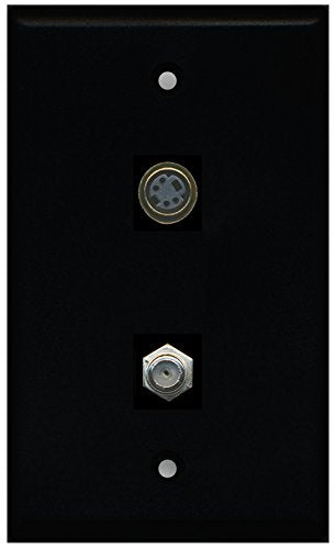 RiteAV - Black 1 Port Coax Cable TV- F-Type 1 Port S-Video Wall Plate