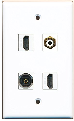 RiteAV - 2 Port HDMI 1 Port RCA White 1 Port Toslink Wall Plate