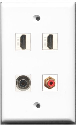 RiteAV - 2 Port HDMI 1 Port RCA Red 1 Port 3.5mm Wall Plate