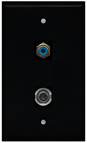 RiteAV - Black 1 Port RCA Blue 1 Port 3.5mm Wall Plate