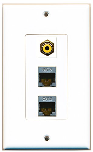 RiteAV - 1 Port RCA Yellow 2 Port Shielded Cat6 Ethernet Decorative Wall Plate Decorative