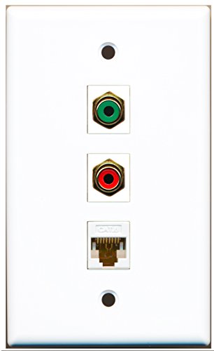RiteAV - 1 Port RCA Red and 1 Port RCA Green and 1 Port Cat6 Ethernet White Wall Plate