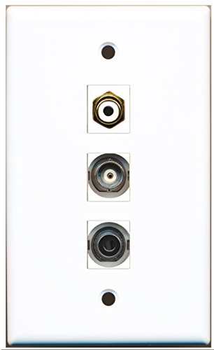 RiteAV - 1 Port RCA White and 1 Port 3.5mm and 1 Port BNC Wall Plate