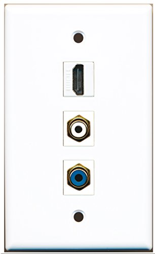 RiteAV - 1 Port HDMI and 1 Port RCA White and 1 Port RCA Blue Wall Plate