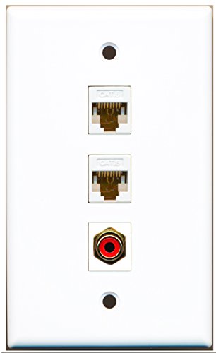 RiteAV - 1 Port RCA Red 2 Port Cat6 Ethernet White Wall Plate