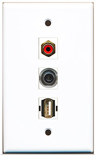 RiteAV - 1 Port RCA Red and 1 Port USB A-A and 1 Port 3.5mm Wall Plate