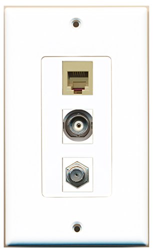 RiteAV - 1 Port Coax Cable TV- F-Type and 1 Port Phone RJ11 RJ12 Beige and 1 Port BNC Decorative Wall Plate Decorative