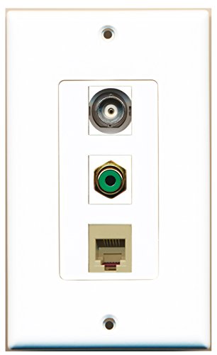 RiteAV - 1 Port RCA Green and 1 Port Phone RJ11 RJ12 Beige and 1 Port BNC Decorative Wall Plate Decorative