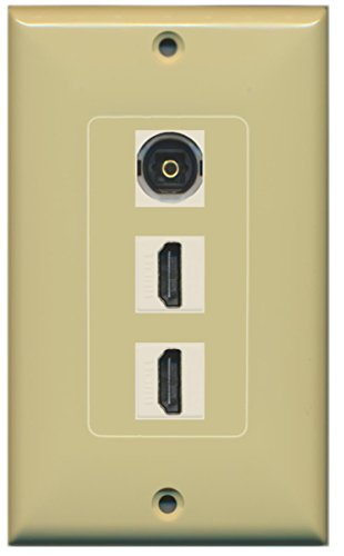 RiteAV - 2 Port HDMI 1 Toslink Decorative Wall Plate - Ivory