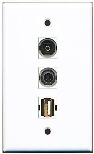 RiteAV - 1 Port USB A-A and 1 Port Toslink and 1 Port 3.5mm Wall Plate