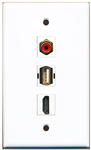 RiteAV - 1 Port HDMI and 1 Port RCA Red and 1 Port USB A-A Wall Plate