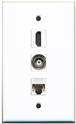 RiteAV - 1 Port HDMI and 1 Port BNC and 1 Port Cat5e Ethernet White Wall Plate