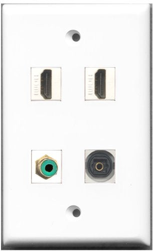 RiteAV - 2 Port HDMI 1 Port RCA Green 1 Port Toslink Wall Plate