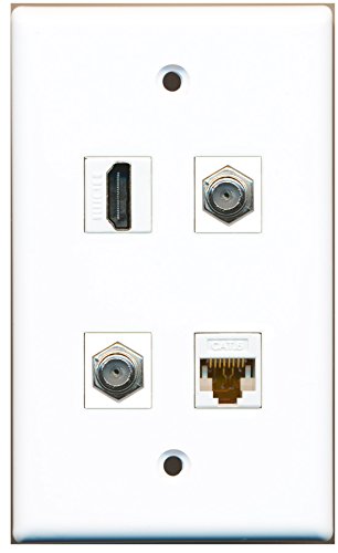 RiteAV - 1 Port HDMI 2 Port Coax Cable TV- F-Type 1 Port Cat6 Ethernet White Wall Plate