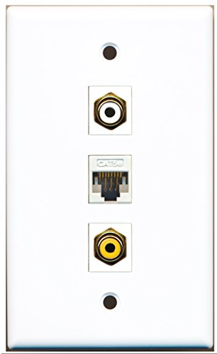 RiteAV - 1 Port RCA White 1 RCA Yellow 1 Cat5e Ethernet White Wall Plate