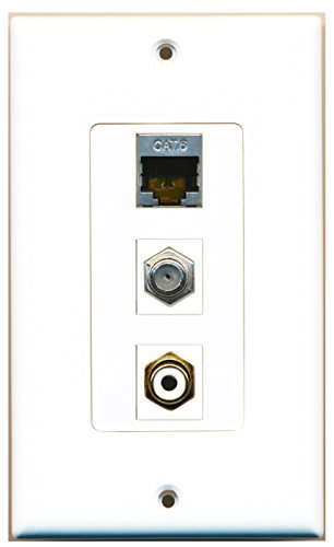 RiteAV - 1 Port RCA White and 1 Port Coax Cable TV- F-Type and 1 Port Shielded Cat6 Ethernet Decorative Wall Plate Decorative
