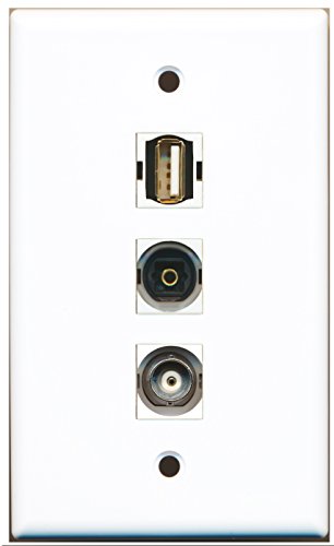 RiteAV - 1 Port USB A-A and 1 Port Toslink and 1 Port BNC Wall Plate