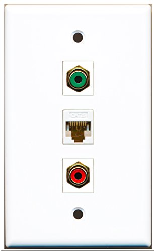 RiteAV - 1 Port RCA Red and 1 Port RCA Green and 1 Port Cat6 Ethernet White Wall Plate