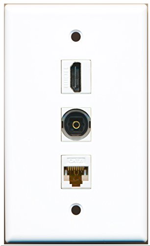 RiteAV - 1 Port HDMI and 1 Port Toslink and 1 Port Cat6 Ethernet White Wall Plate